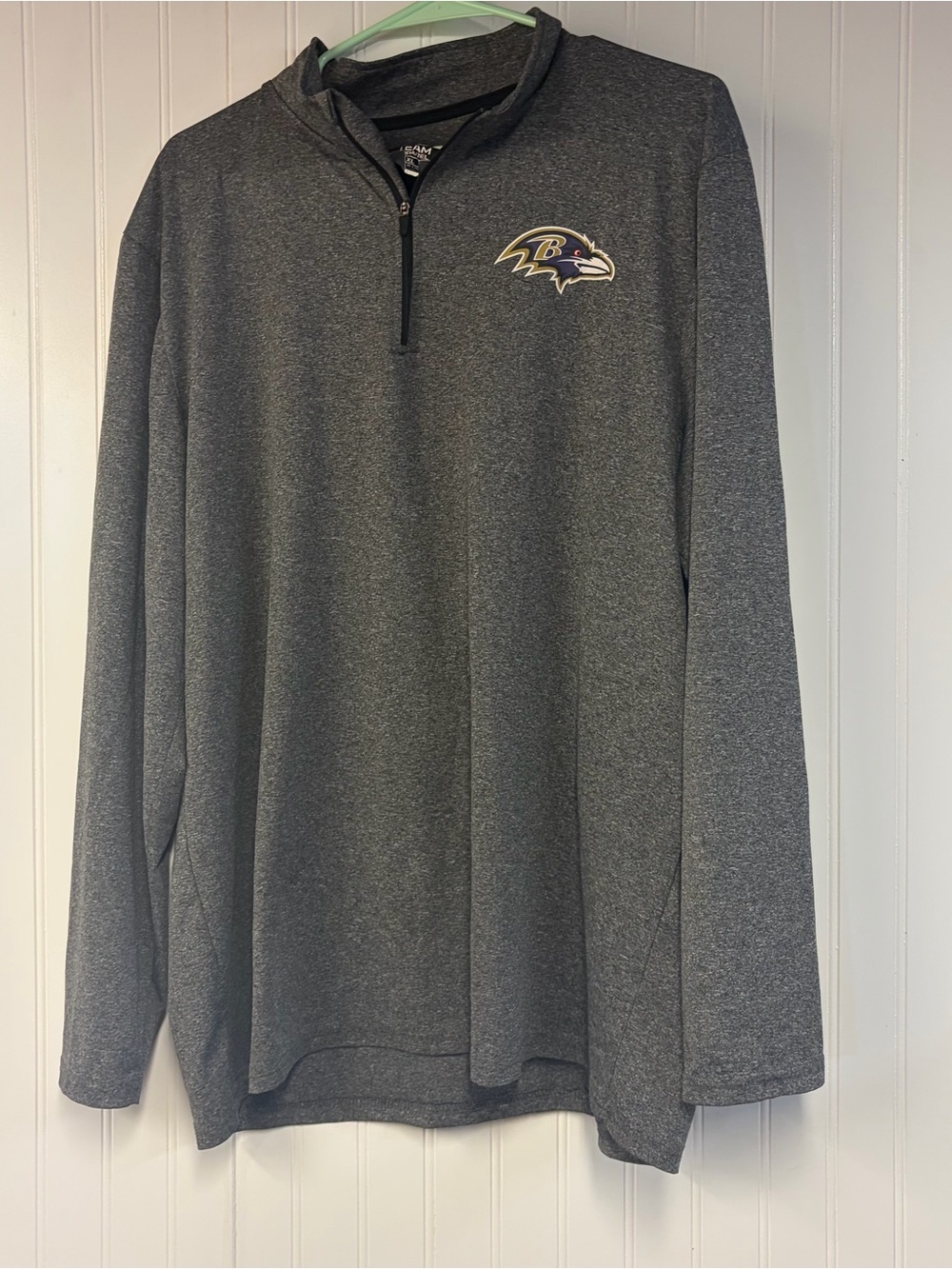 NFL Men's Gray Quarter-Zip Pullover Baltimore Ravens XL